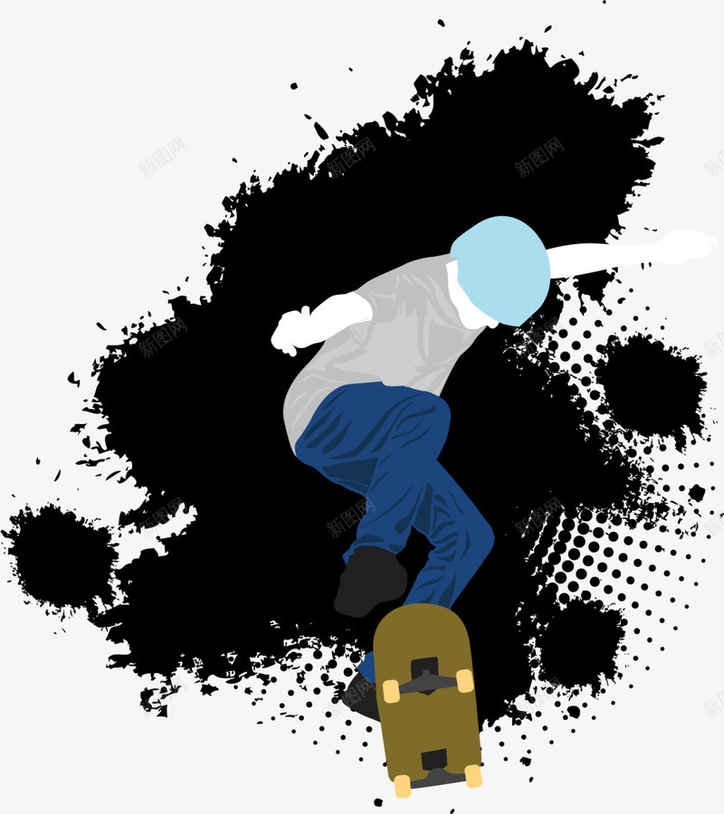 黑色水墨滑板少年png免抠素材_88icon https://88icon.com 世界滑板日 嘻哈风 水墨滑板 流行 滑板少年 街头