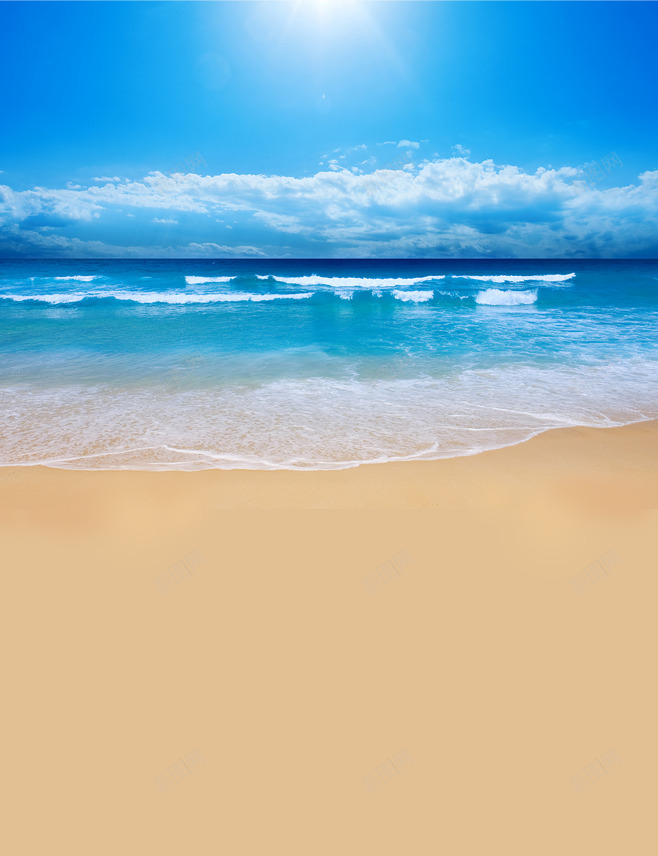 夏日海边海滩背景png免抠素材_88icon https://88icon.com 夏日海滩 夏日海边 海滩 海边 蓝色 海水 天空 白云