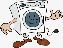 滚筒式洗衣机卡通手绘滚筒洗衣机高清图片