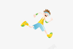 可爱卡通奔跑的运动男孩素材