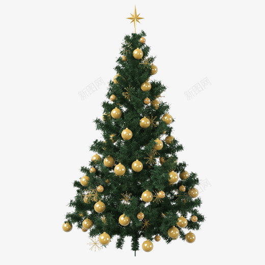 一棵装饰好的圣诞树psd免抠素材_88icon https://88icon.com 一棵圣诞树 圣诞节 手绘 派对 礼物 装饰 金色挂饰