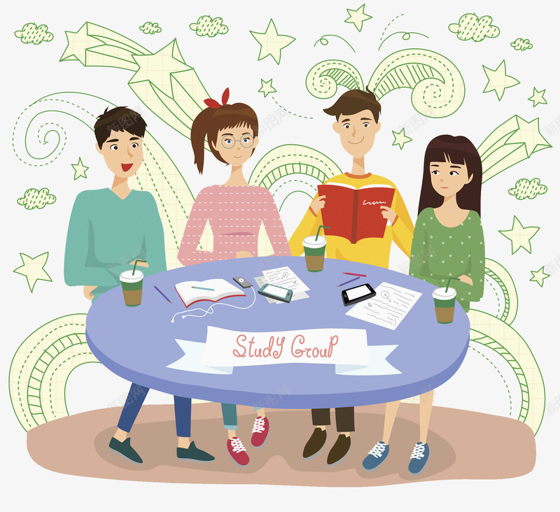 一起学习的男女孩png免抠素材_88icon https://88icon.com 书 书桌 创意 卡通 商务 多彩 学习小组 手绘 男女孩