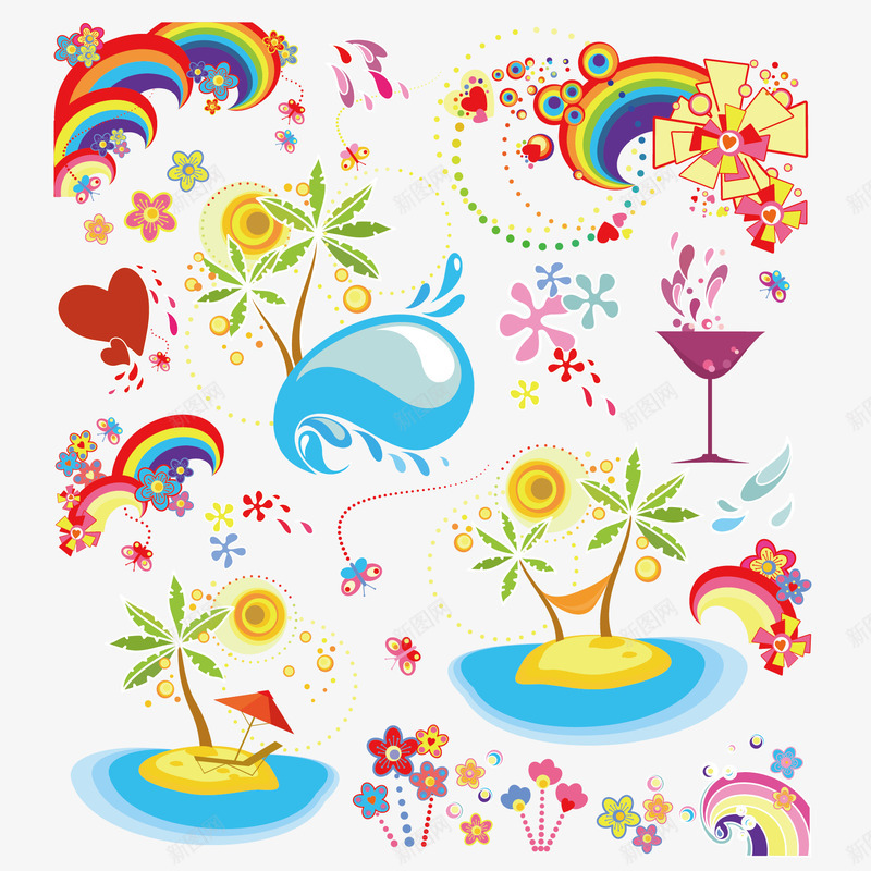 潮流缤纷夏日png免抠素材_88icon https://88icon.com 元素矢量图片 夏日主题 潮流 缤纷
