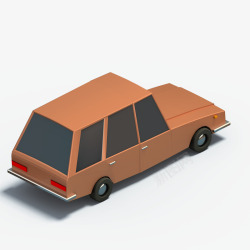 棕色SUV的背面模型素材