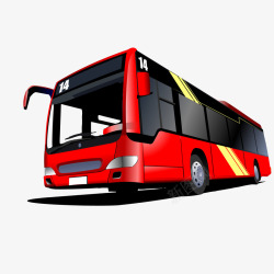 红色的公交车车辆矢量图素材