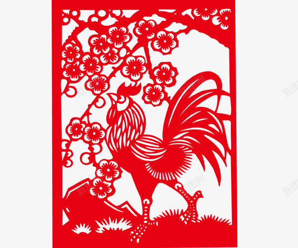 2017鸡年元素png免抠素材_88icon https://88icon.com 2017年 剪纸 红色 鸡年