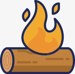 卡通可爱被火烧着的木头矢量图素材