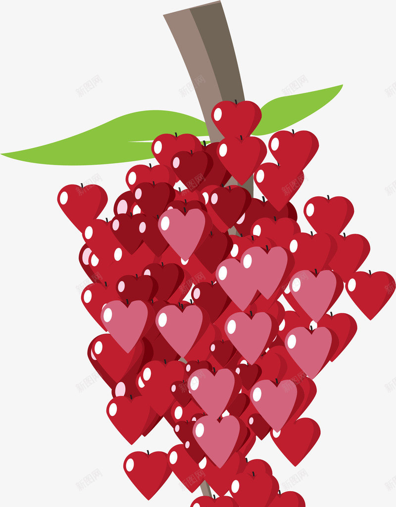 一串爱心形状葡萄png免抠素材_88icon https://88icon.com 创意 叶子 桔梗 水果 爱心形状 美味的 葡萄