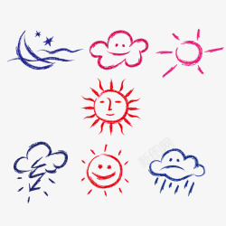 卡通下雨素材卡通粉笔画天气矢量图高清图片