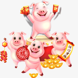 四猪欢庆猪你幸福四猪欢庆猪年大吉高清图片