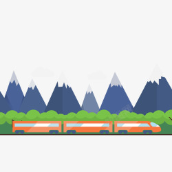 列车风景卡通风景矢量图高清图片