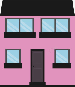 粉色的扁平化楼城市矢量图素材