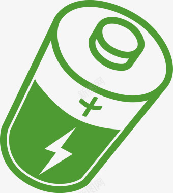 大徽章绿色环保电池图标图标