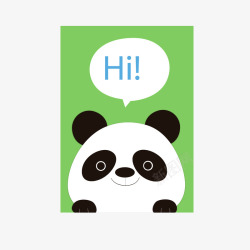 绿色你好熊猫动物问候卡片矢量图素材