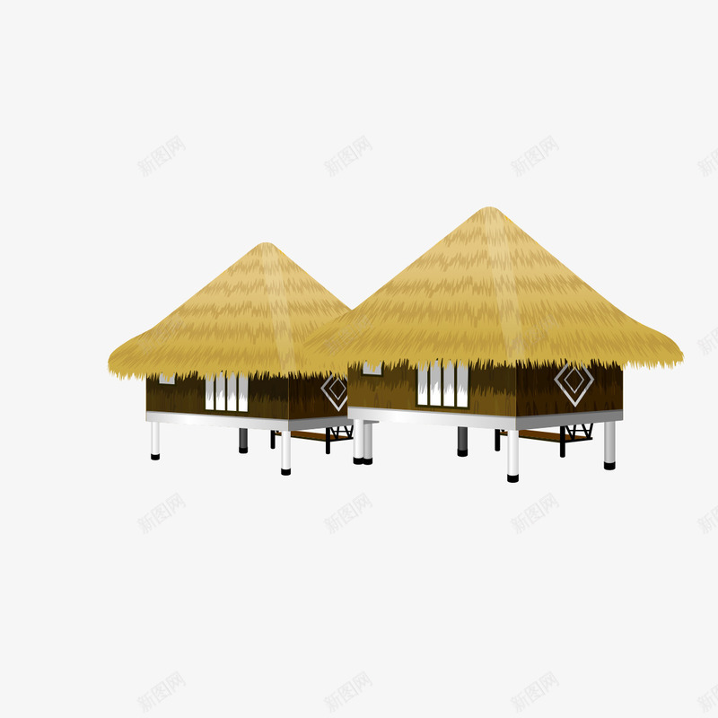 特色茅屋png免抠素材_88icon https://88icon.com 屋子 建筑物 房子 村屋 茅屋 茅草