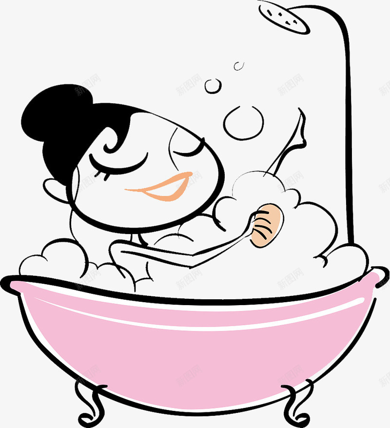 卡通插图泡澡的女孩png免抠素材_88icon https://88icon.com 卡通插图 女孩 泡沫 泡泡 泡澡 粉色浴缸 美女 美女泡澡