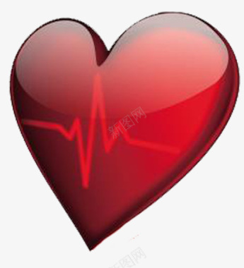 深红色爱心心率脉搏图标图标