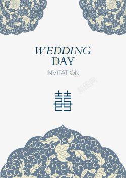 中国传统边框婚礼请帖高清图片