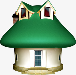绿色卡通可爱房屋创意建筑素材