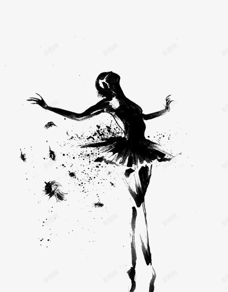芭蕾舞女孩png免抠素材_88icon https://88icon.com 手绘 手绘水墨芭蕾舞演员 水墨 舞蹈 芭蕾舞 黑色