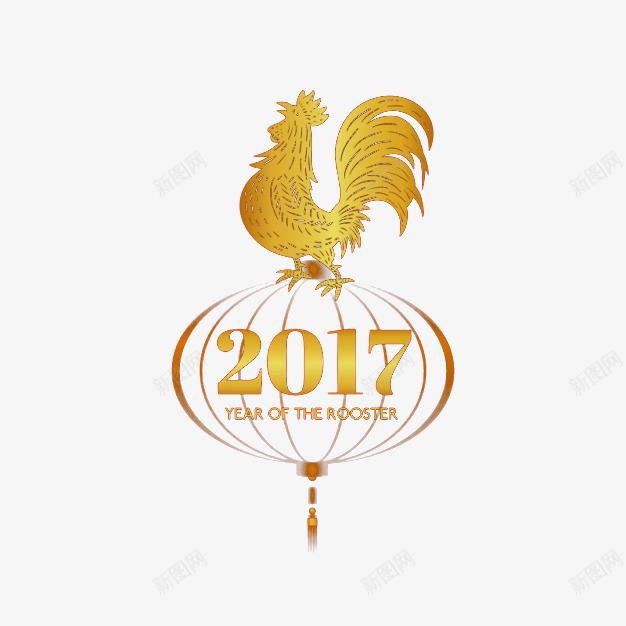 漂浮装饰金色2017年png免抠素材_88icon https://88icon.com 2017年 新年 灯笼 金鸡