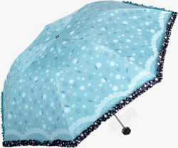 蓝色波点蕾丝雨伞素材