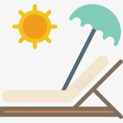 日光海滩素材日光浴浴床图标高清图片