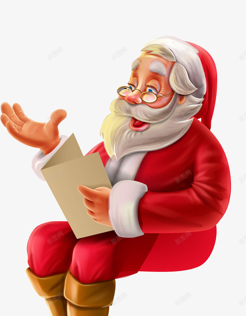 圣诞节呆萌圣诞老人png免抠素材_88icon https://88icon.com 呆萌圣诞老人 圣诞节 开心 红色圣诞帽 读书 黄色书本