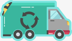 绿色卡通回收垃圾车素材