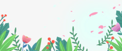 手绘植物风景素材