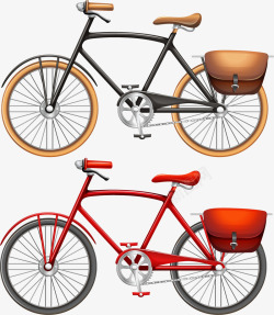 手绘两辆自行车矢量图素材