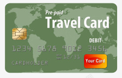 绿色预付费旅行信用卡素材