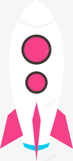 白粉色卡通手绘火箭素材