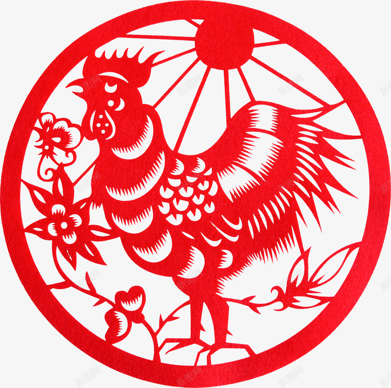 圆形鸡年剪纸png免抠素材_88icon https://88icon.com 剪纸 圆形 素材 装饰 鸡年