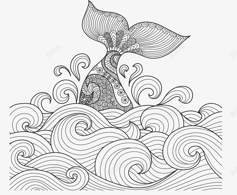 复古风海浪鲤鱼png免抠素材_88icon https://88icon.com 复古花纹 复古风 抽象海浪素材 浪花 海浪形状 矢量素材 鲤鱼