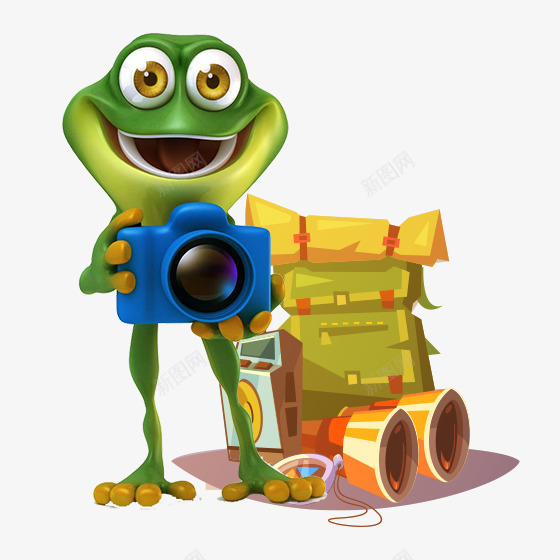 彩色光泽质感青蛙拍照元素psd免抠素材_88icon https://88icon.com 光泽 卡通插画 彩色 拍照 旅行 望远镜 眼睛 质感