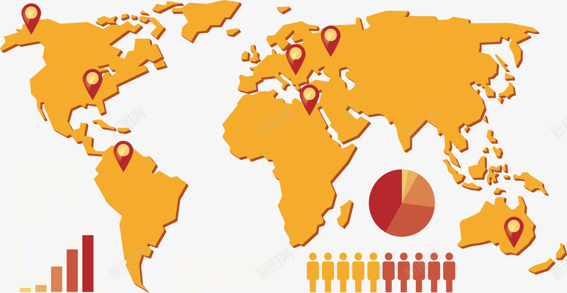 黄色世界地图png免抠素材_88icon https://88icon.com 世界地图 世界地图轮廓 分布图 地图 定位符号 矢量png 黄色地图