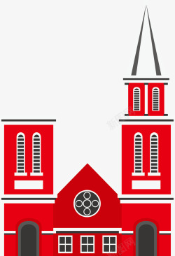 尖顶楼房红色教堂建筑高清图片