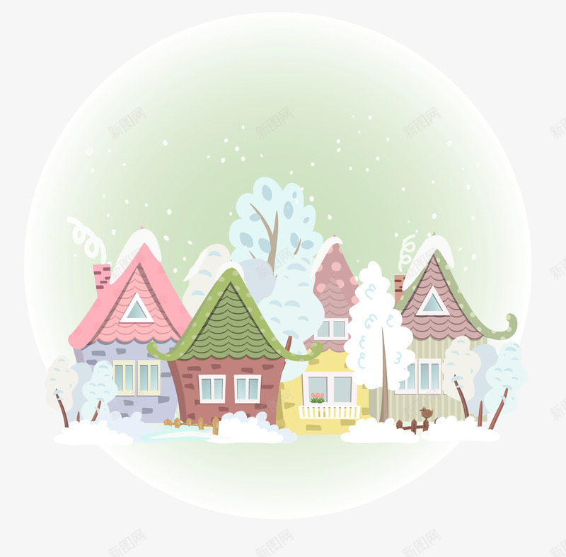 雪景球png免抠素材_88icon https://88icon.com 唯美 房屋 插画 泡沫 雪景球