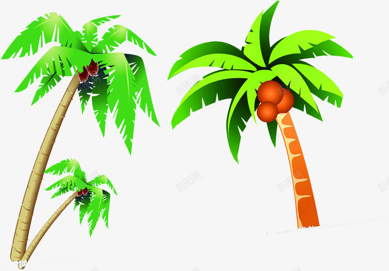 卡通海报沙滩植物椰子树png免抠素材_88icon https://88icon.com 卡通 植物 椰子树 沙滩 海报