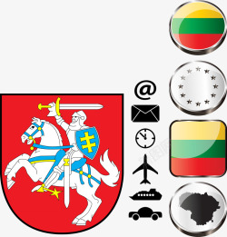 立陶宛国徽国旗旅行元素矢量图素材