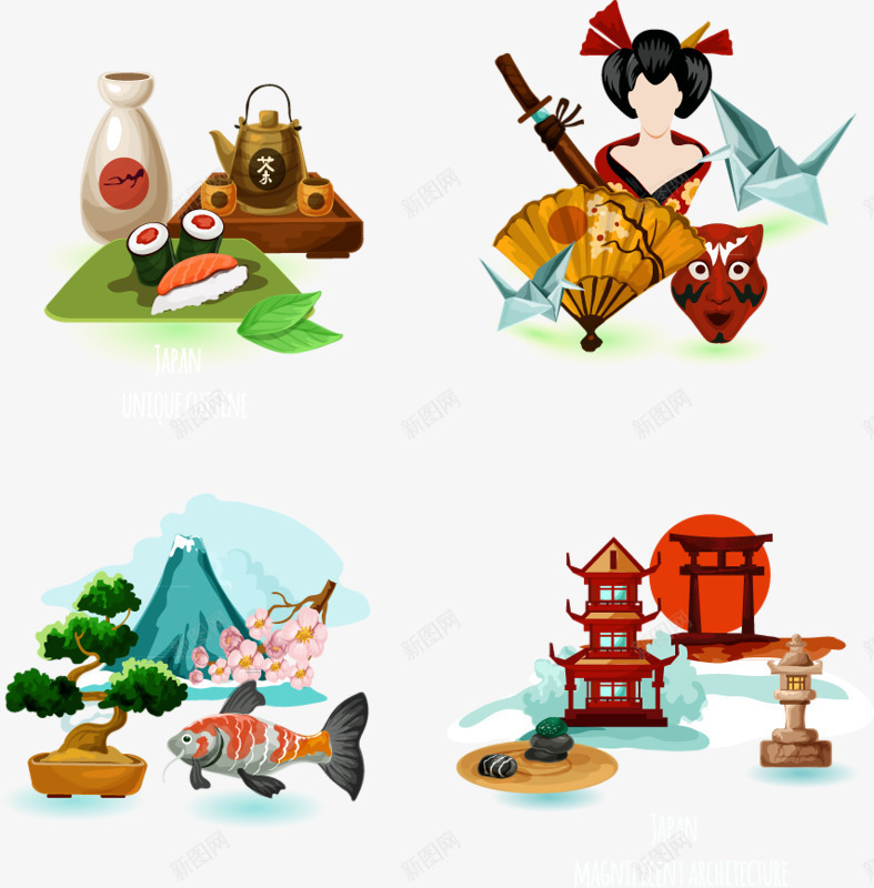 手绘日式和风png免抠素材_88icon https://88icon.com 手绘 日式和风 日本文化 素材