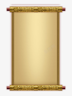 挂纸架金色边框卷轴高清图片