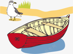 海鸥与小船矢量图素材