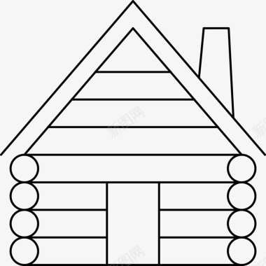 福字建筑简笔画木头小仓库图标图标