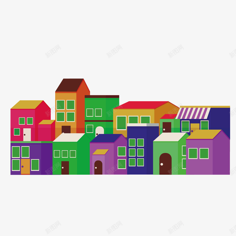 卡通彩色乡镇楼房建筑png免抠素材_88icon https://88icon.com 乡镇 卡通 建筑 彩色 楼房