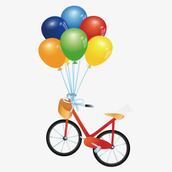 儿童便捷自行车自行车和飞翔的气球高清图片