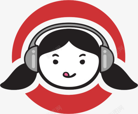 戴耳机的卡通小女孩头像图标图标