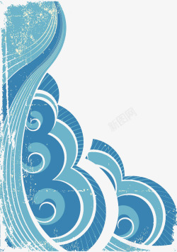 浮世绘海洋纹理浪花插图高清图片