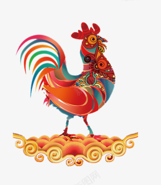 吉祥底纹素材中国风公鸡图标图标